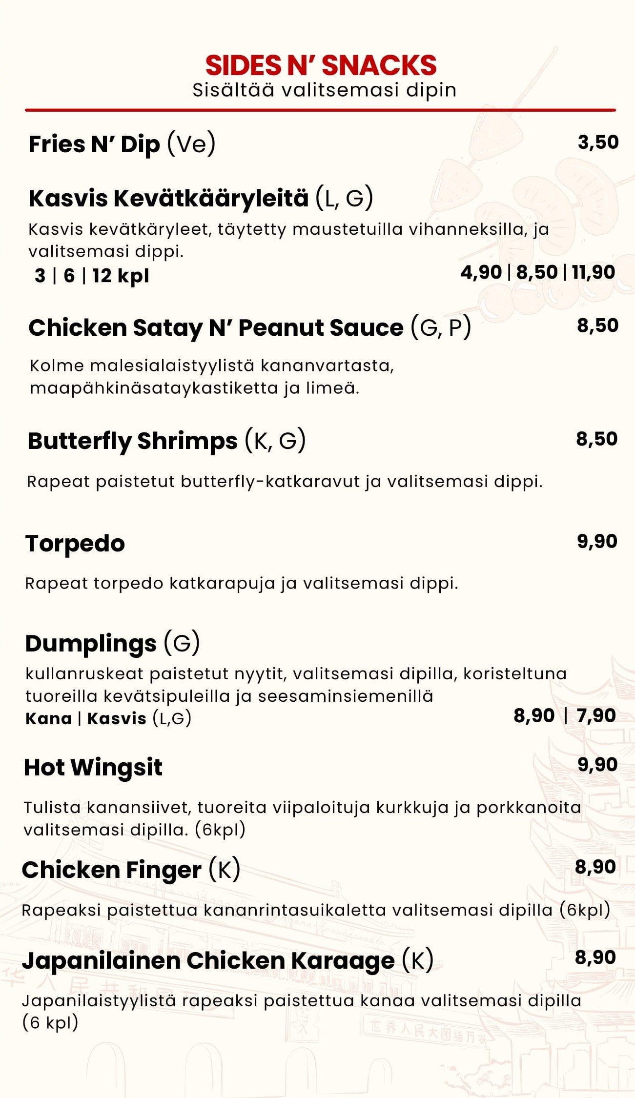 Wok N' Roll Finnish Menu 2