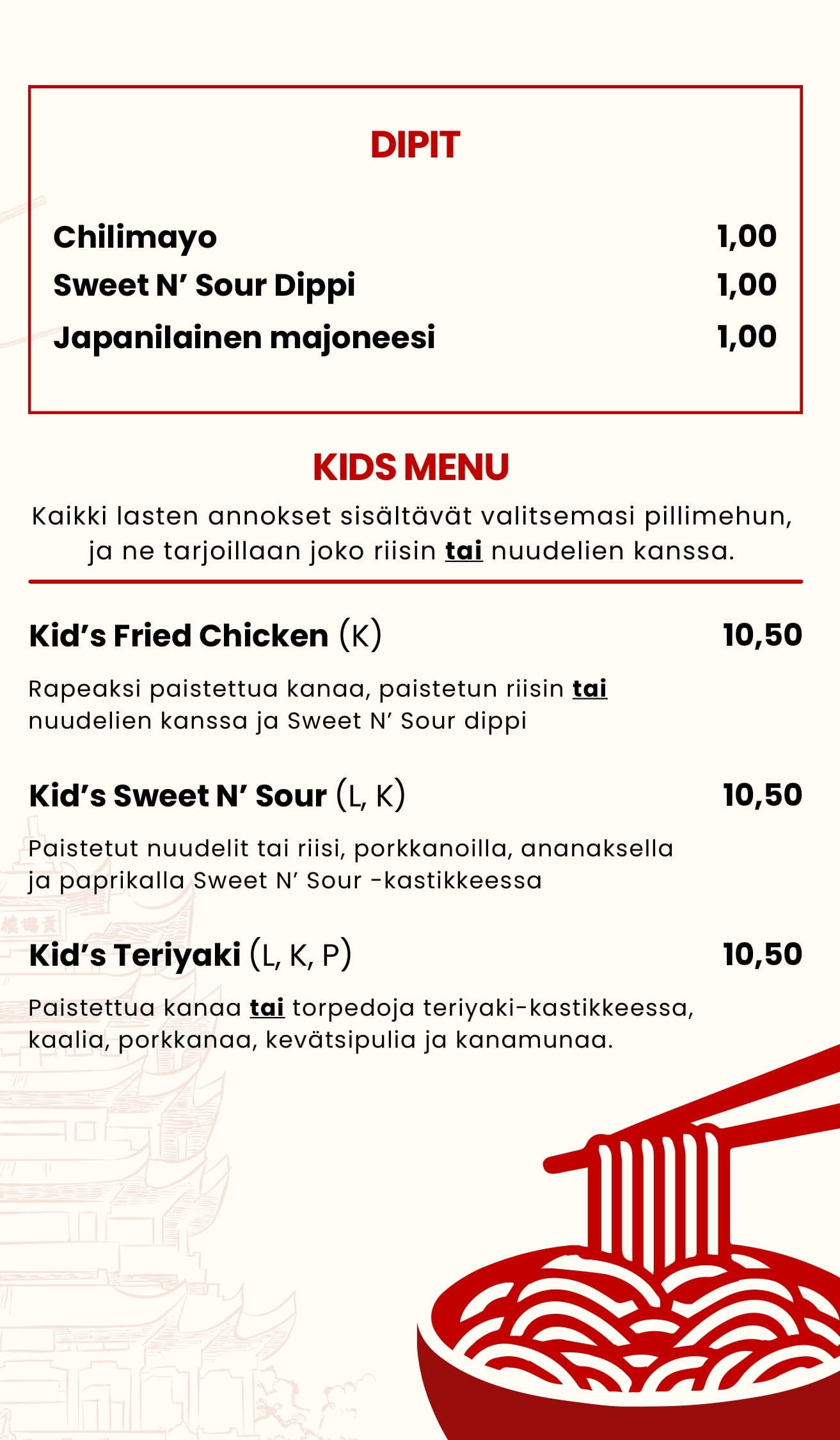 Wok N' Roll Finnish Menu 3