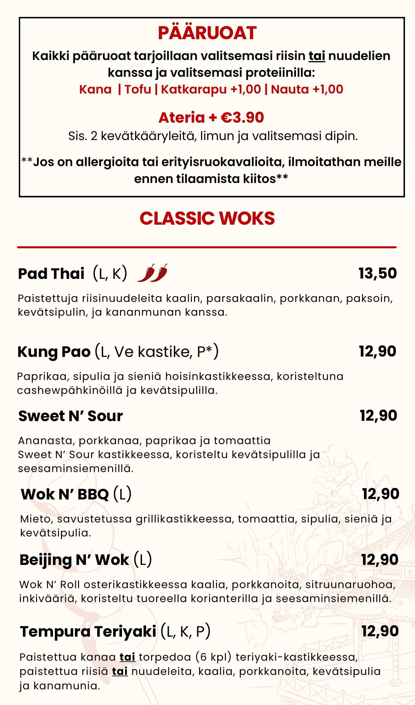 Wok N' Roll Finnish Menu 4